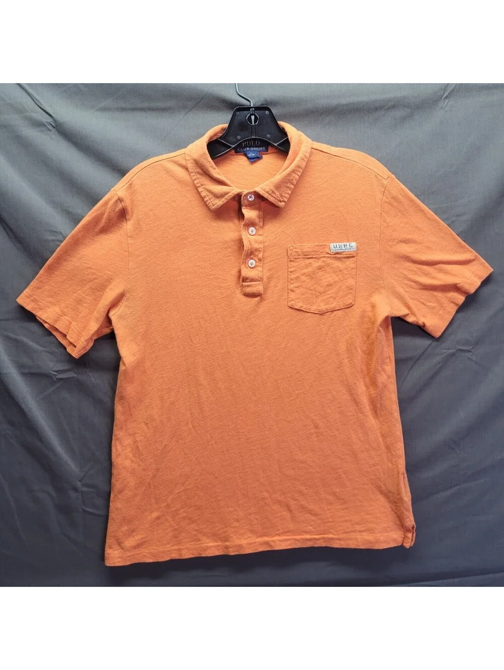 Ralph Lauren Polo Shirt Boys Sz Large Orange U.S.R.L Short Sleeve Youth